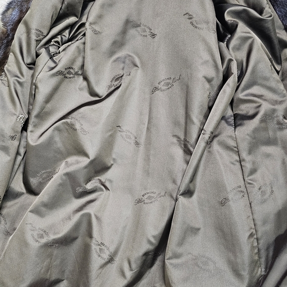 Blue Diamond Mink Canada Brown Fur Mid-Length Coat Large Glam - Picture 12 of 14